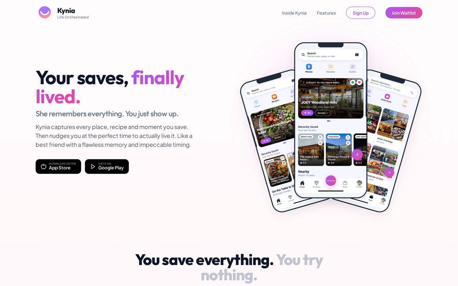 Kynia, live site preview
